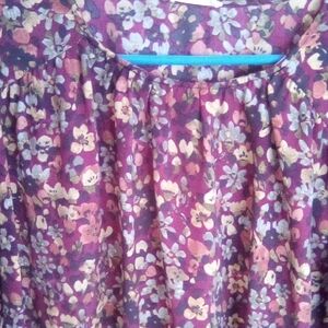 Floral Women's Blouse - Purple and Cream